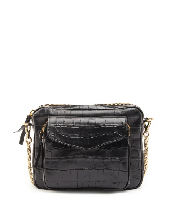 Sac Charly Cuir Embossé Croco Noir, Collaboration Lulli X Claris Virot 1