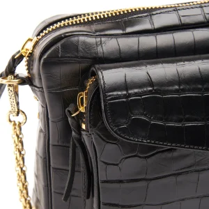 Sac Charly Cuir Embossé Croco Noir, Collaboration Lulli X Claris Virot 13