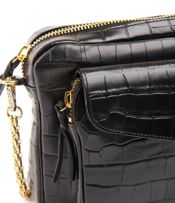 Sac Charly Cuir Embossé Croco Noir, Collaboration Lulli X Claris Virot 5