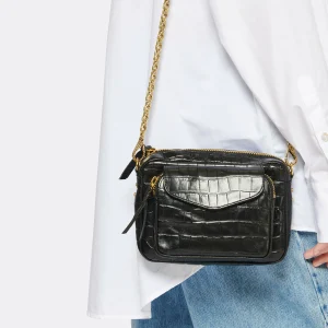 Sac Charly Cuir Embossé Croco Noir, Collaboration Lulli X Claris Virot 15