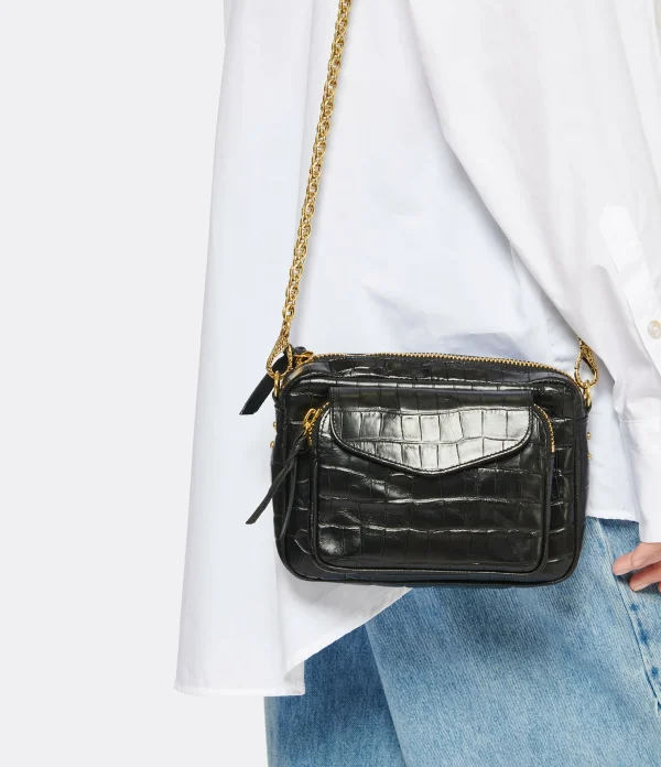 Sac Charly Cuir Embossé Croco Noir, Collaboration Lulli X Claris Virot 6