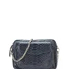 ﻿soldes CLARIS VIROT Sac Charly Python Navy Argenté 31