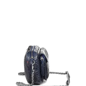 ﻿soldes CLARIS VIROT Sac Charly Python Navy Argenté 10