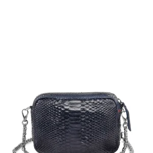 ﻿soldes CLARIS VIROT Sac Charly Python Navy Argenté 12