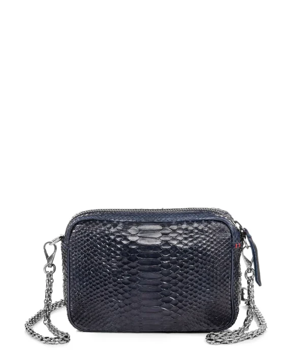 ﻿soldes CLARIS VIROT Sac Charly Python Navy Argenté 4