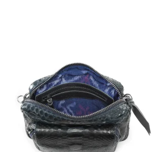 ﻿soldes CLARIS VIROT Sac Charly Python Navy Argenté 14