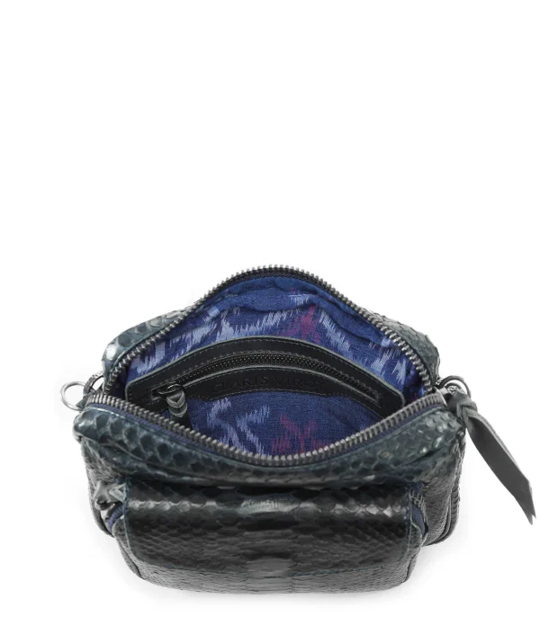 ﻿soldes CLARIS VIROT Sac Charly Python Navy Argenté 5