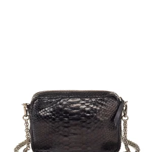 CLARIS VIROT Sac Charly Python Noir Suédé 12