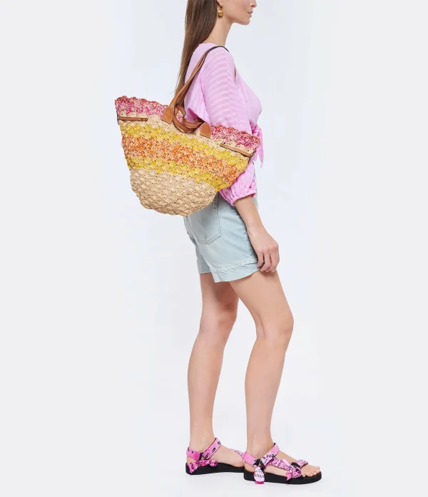 ISABEL MARANT Panier Coiba Raphia Multicolore 7