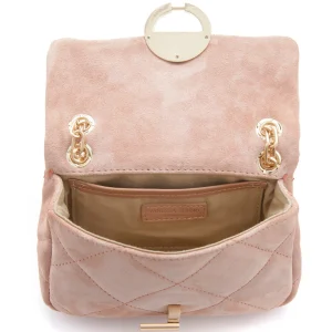 VANESSA BRUNO Sac Nano Moon Cuir Veau Vieux Rose 12