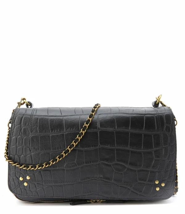 JEROME DREYFUSS Sac Bobi L Cuir Suédé Croco Noir 1