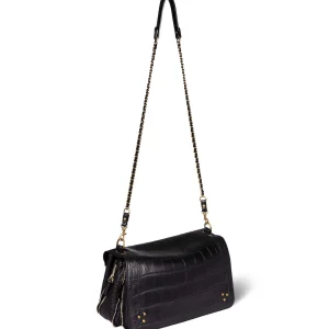 JEROME DREYFUSS Sac Bobi L Cuir Suédé Croco Noir 9