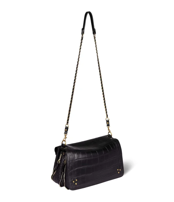 JEROME DREYFUSS Sac Bobi L Cuir Suédé Croco Noir 3