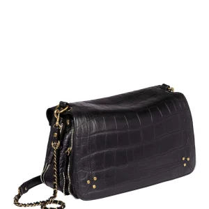 JEROME DREYFUSS Sac Bobi L Cuir Suédé Croco Noir 11