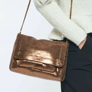 JEROME DREYFUSS Sac Lulu L Cuir Lamé Bronze 19