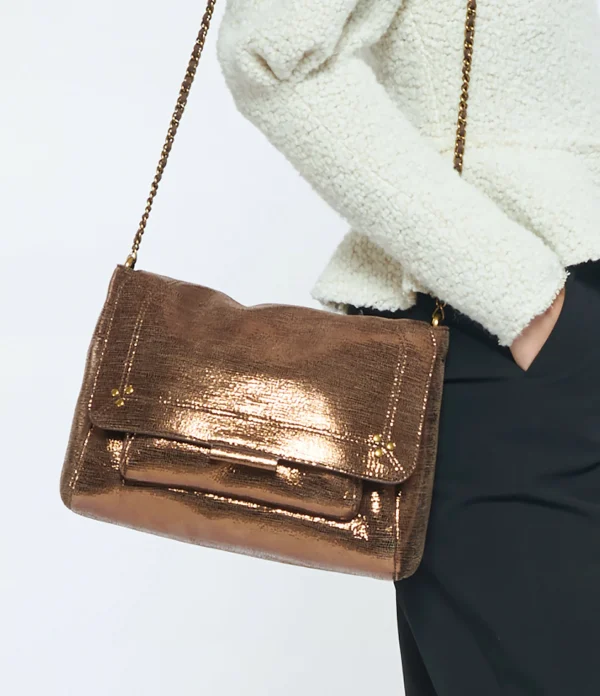 JEROME DREYFUSS Sac Lulu L Cuir Lamé Bronze 7