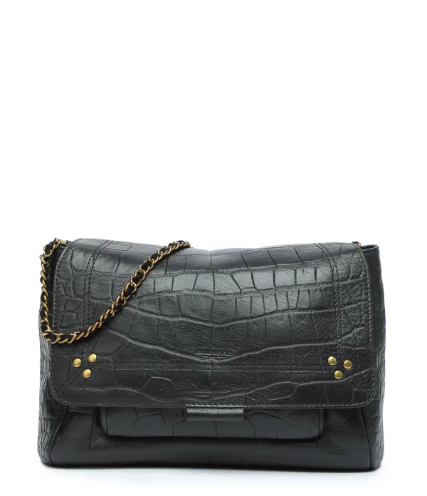 vente en ligne JEROME DREYFUSS Sac Lulu M Cuir Croco Noir 1