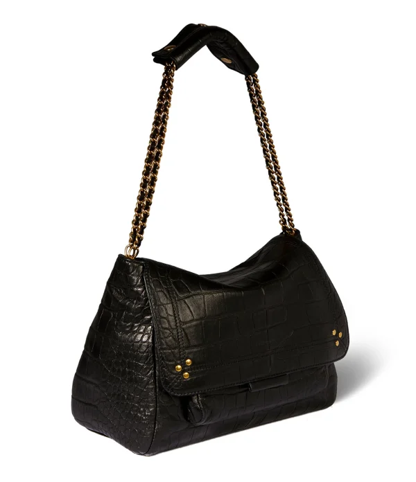 vente en ligne JEROME DREYFUSS Sac Lulu M Cuir Croco Noir 4