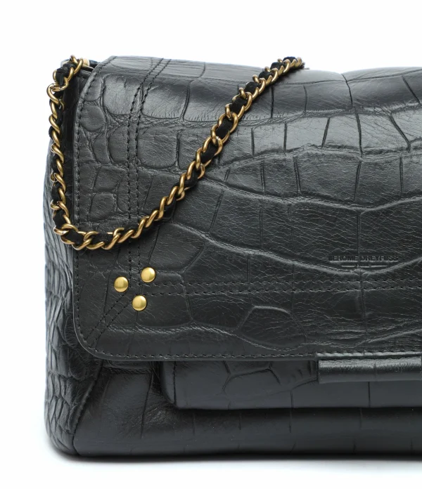 vente en ligne JEROME DREYFUSS Sac Lulu M Cuir Croco Noir 6