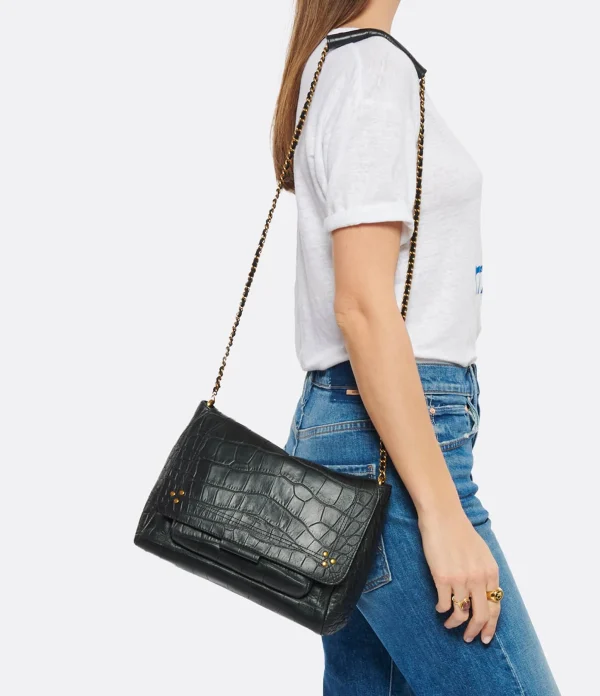 JEROME DREYFUSS Sac Lulu L Cuir Croco Noir magasins pour 7