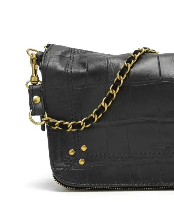 online boutique JEROME DREYFUSS Sac Bobi S Cuir Croco Noir 5