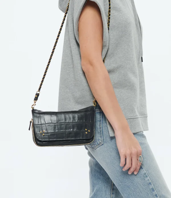 online boutique JEROME DREYFUSS Sac Bobi S Cuir Croco Noir 6