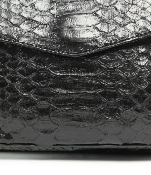 CLARIS VIROT Sac Charly Python Noir Chaîne Or 5