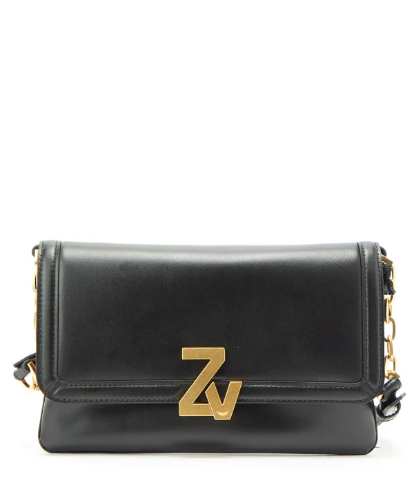 vente chaude ZADIG & VOLTAIRE Sac ZV Initiale La Clutch Cuir Noir 1