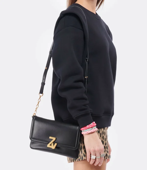 vente chaude ZADIG & VOLTAIRE Sac ZV Initiale La Clutch Cuir Noir 6