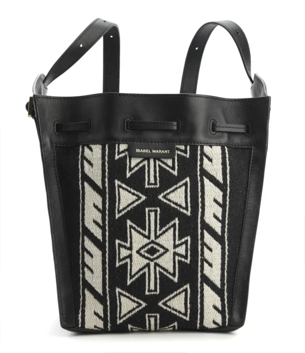 ISABEL MARANT Sac Seau Buky Cuir Noir Écru 1