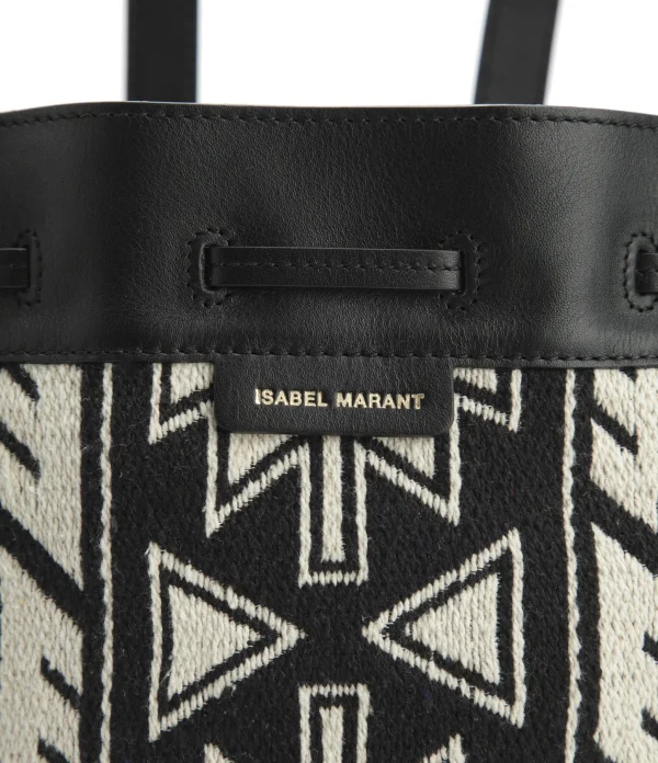 ISABEL MARANT Sac Seau Buky Cuir Noir Écru 5