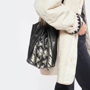 ISABEL MARANT Sac Seau Buky Cuir Noir Écru 16