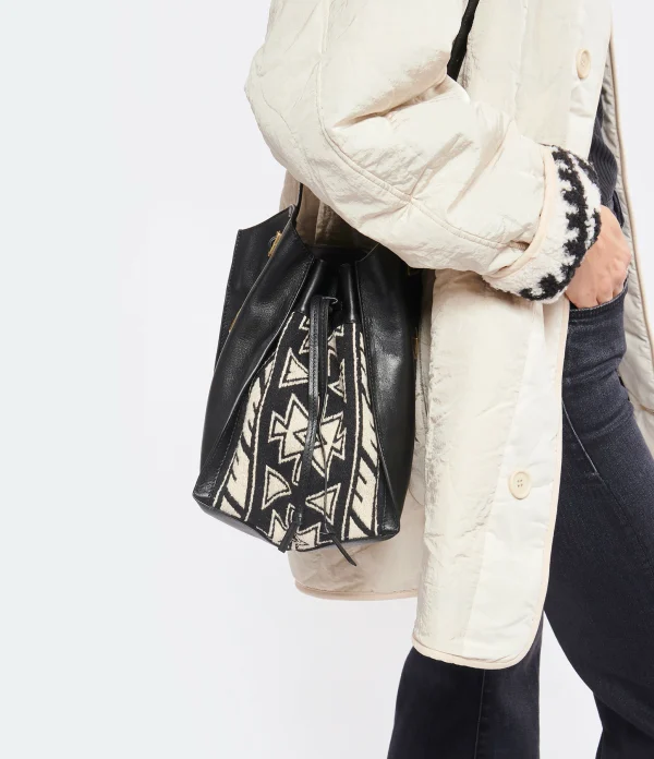 ISABEL MARANT Sac Seau Buky Cuir Noir Écru 6