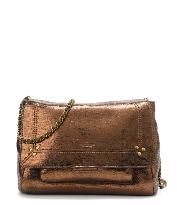 JEROME DREYFUSS Sac Lulu M Cuir Lamé Bronze soldes en ligne 1