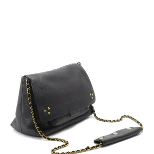 JEROME DREYFUSS Sac Lulu M Cuir Grainé Noir Brass 13