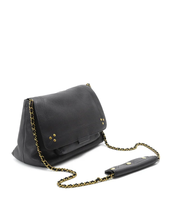 JEROME DREYFUSS Sac Lulu M Cuir Grainé Noir Brass 3