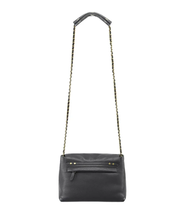 JEROME DREYFUSS Sac Lulu M Cuir Grainé Noir Brass 4