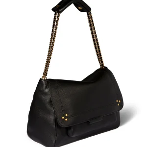 JEROME DREYFUSS Sac Lulu M Cuir Grainé Noir Brass 17