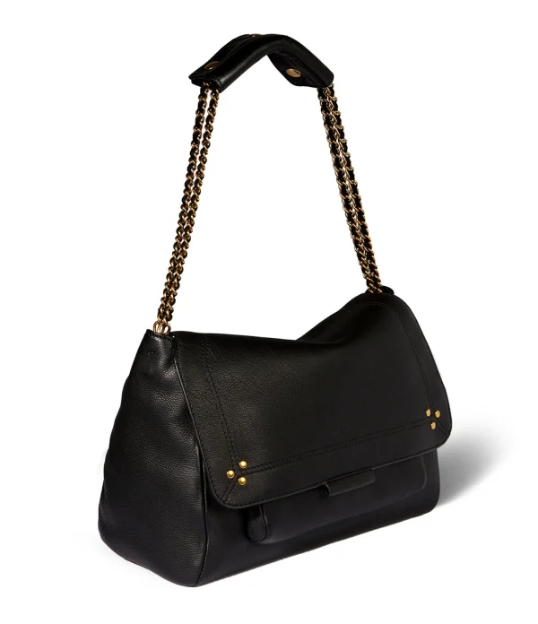 JEROME DREYFUSS Sac Lulu M Cuir Grainé Noir Brass 5