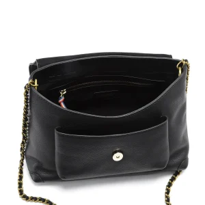 JEROME DREYFUSS Sac Lulu M Cuir Grainé Noir Brass 19