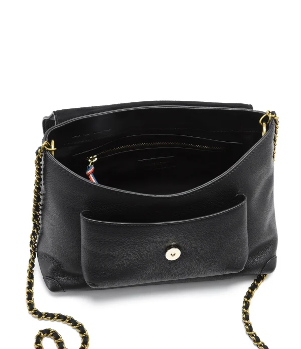 JEROME DREYFUSS Sac Lulu M Cuir Grainé Noir Brass 6