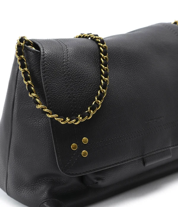 JEROME DREYFUSS Sac Lulu M Cuir Grainé Noir Brass 7