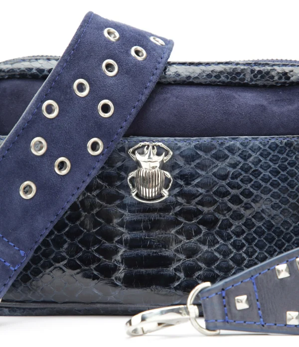 CLARIS VIROT Sac Lily Python Navy 3