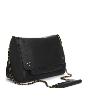 JEROME DREYFUSS Sac Lulu L Cuir Grainé Noir Brass 13