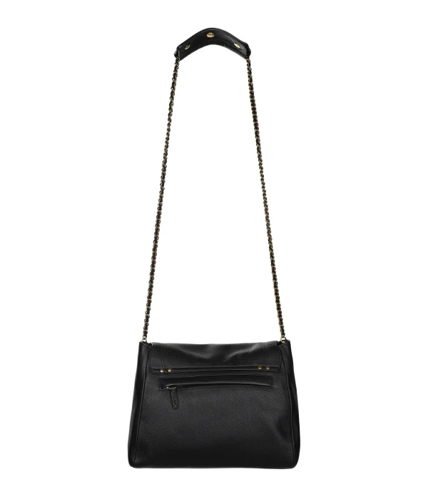 JEROME DREYFUSS Sac Lulu L Cuir Grainé Noir Brass 4