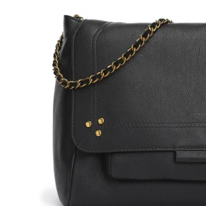 JEROME DREYFUSS Sac Lulu L Cuir Grainé Noir Brass 21