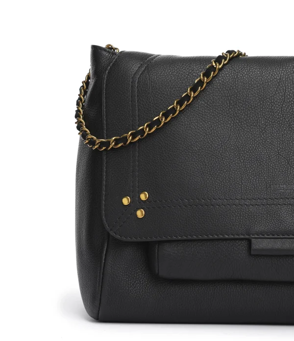 JEROME DREYFUSS Sac Lulu L Cuir Grainé Noir Brass 7