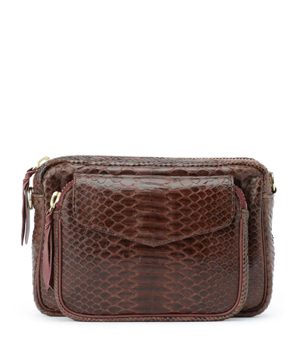 vente pas cher CLARIS VIROT Sac Charly Python Chocolat Endek Bordeaux 1