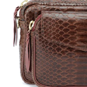 vente pas cher CLARIS VIROT Sac Charly Python Chocolat Endek Bordeaux 14