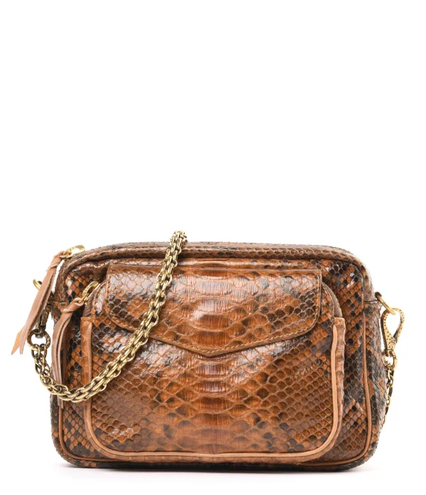 fashion pas cher CLARIS VIROT Sac Charly Python Moka 1